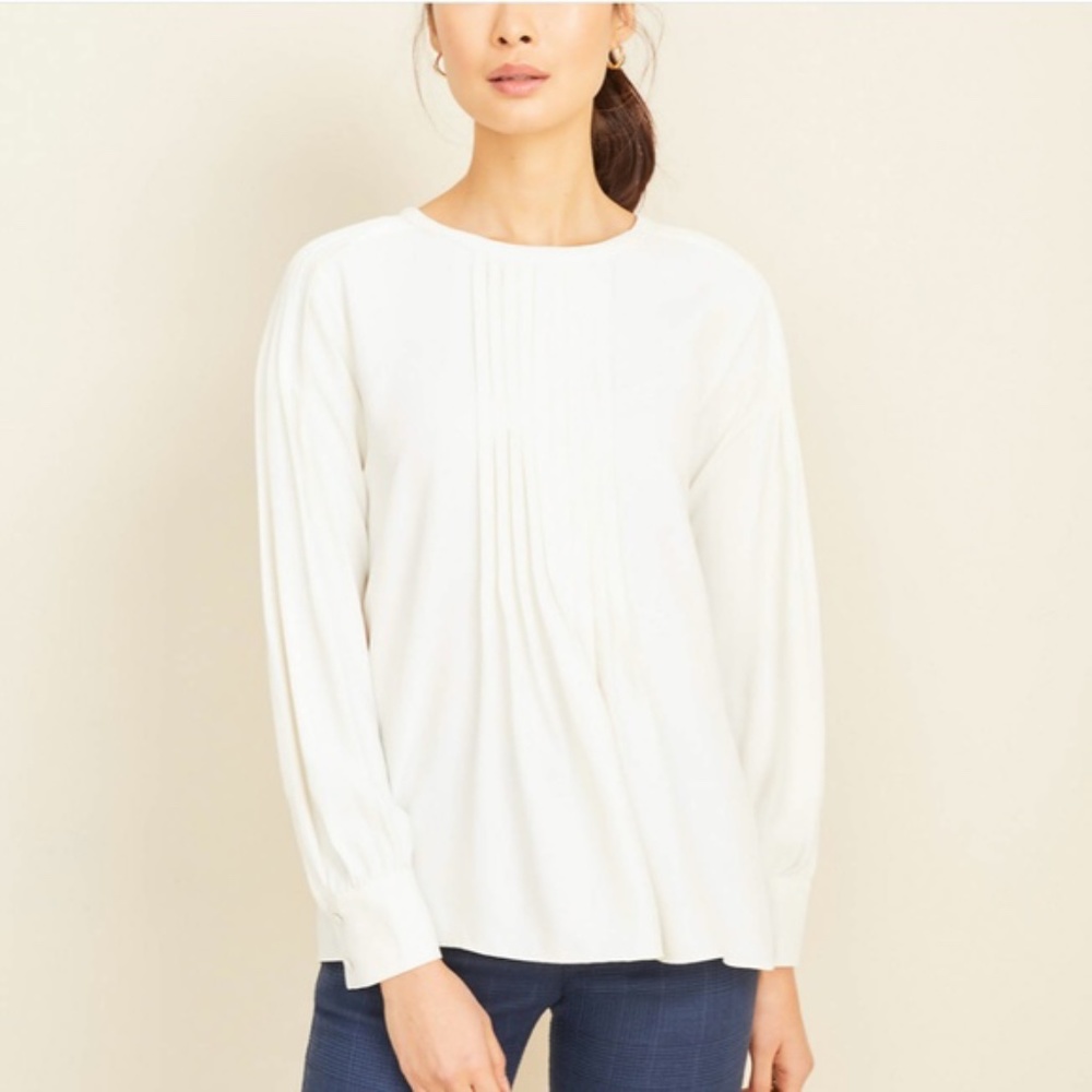 ANN TAYLOR PLEATED TIE BACK BLOUSE